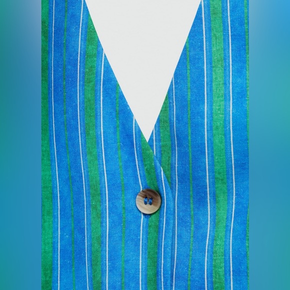 MANGO Linen stripe-print vest | Size L - Picture 4 of 13